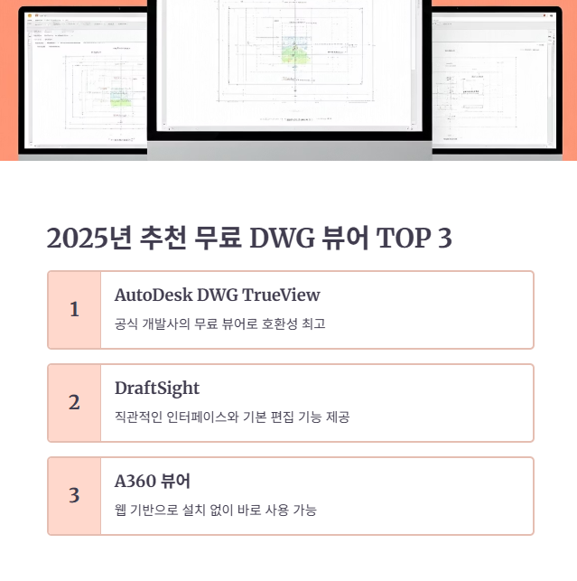 2025년 추천 무료 DWG뷰어 TOP 3