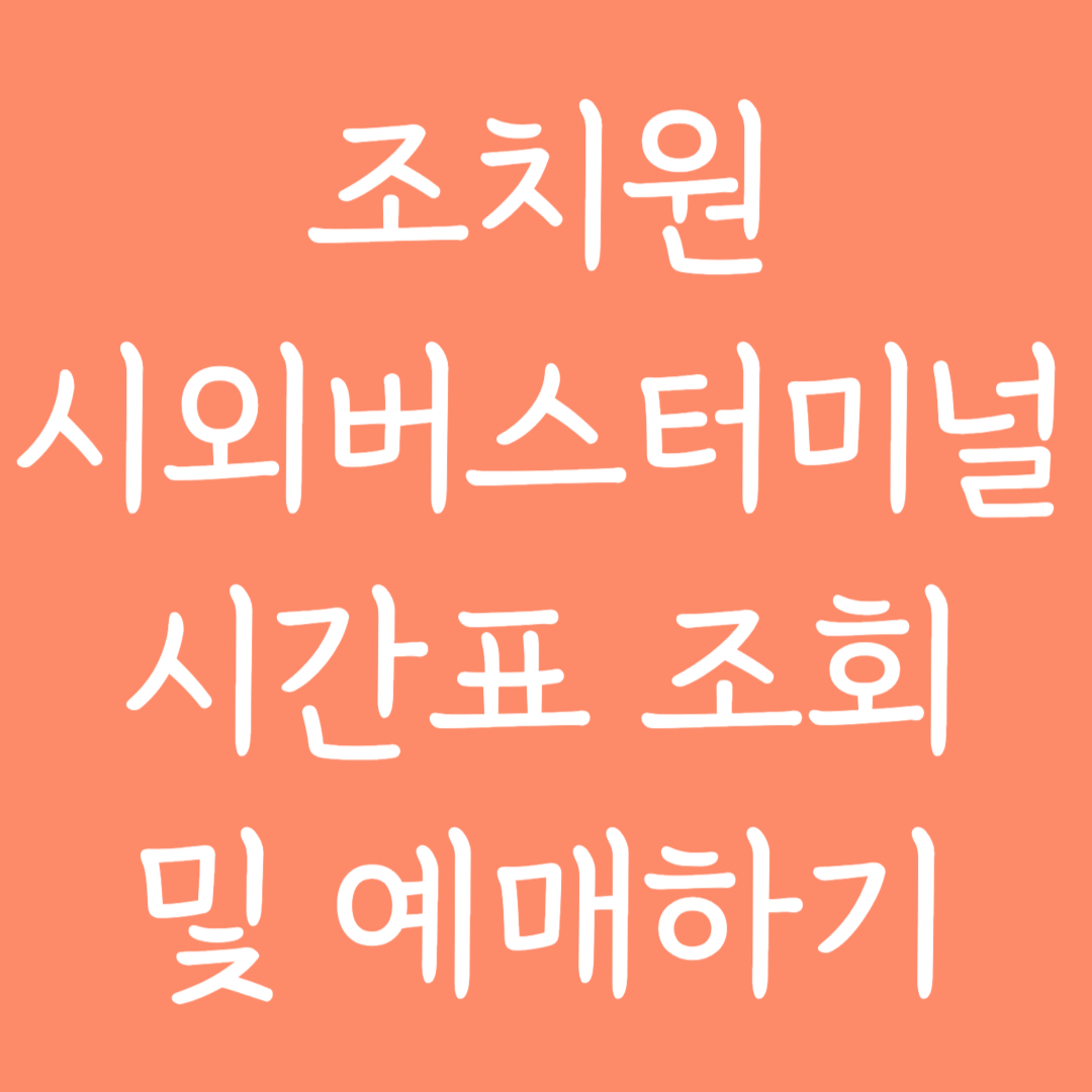 조치원 시외버스터미널 시간표조회 및 예매하기