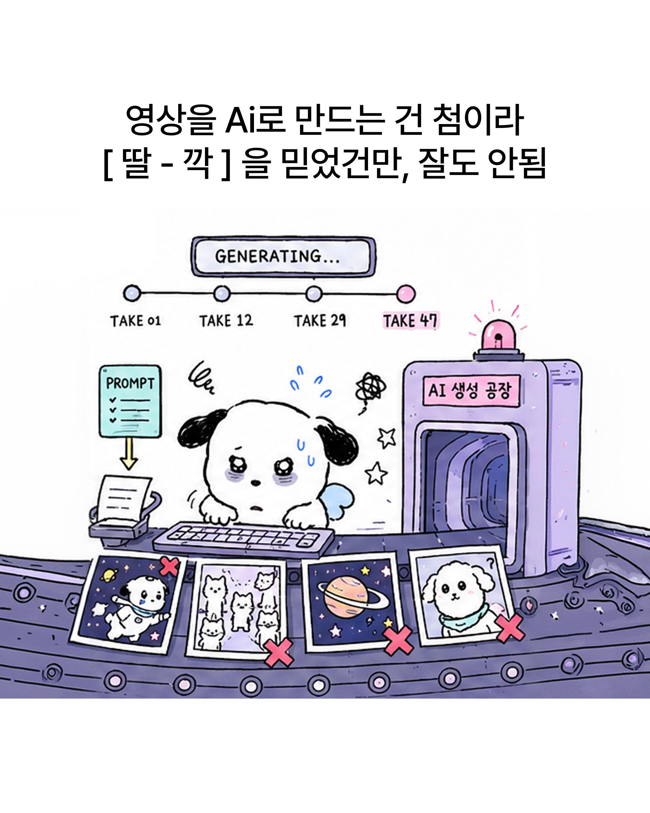 생성을 기다리는 장면 &mdash; 버튼 한 번이면 끝날 줄 알았던 시점입니다