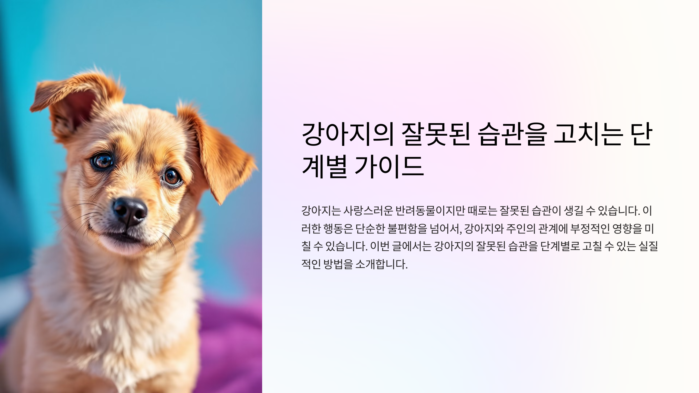 강아지의 잘못된 습관을 고치는 단계별 가이드