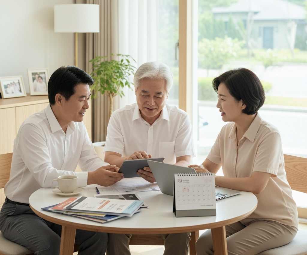 50대 자녀가 부모님을 살뜰히 보살피는 모습