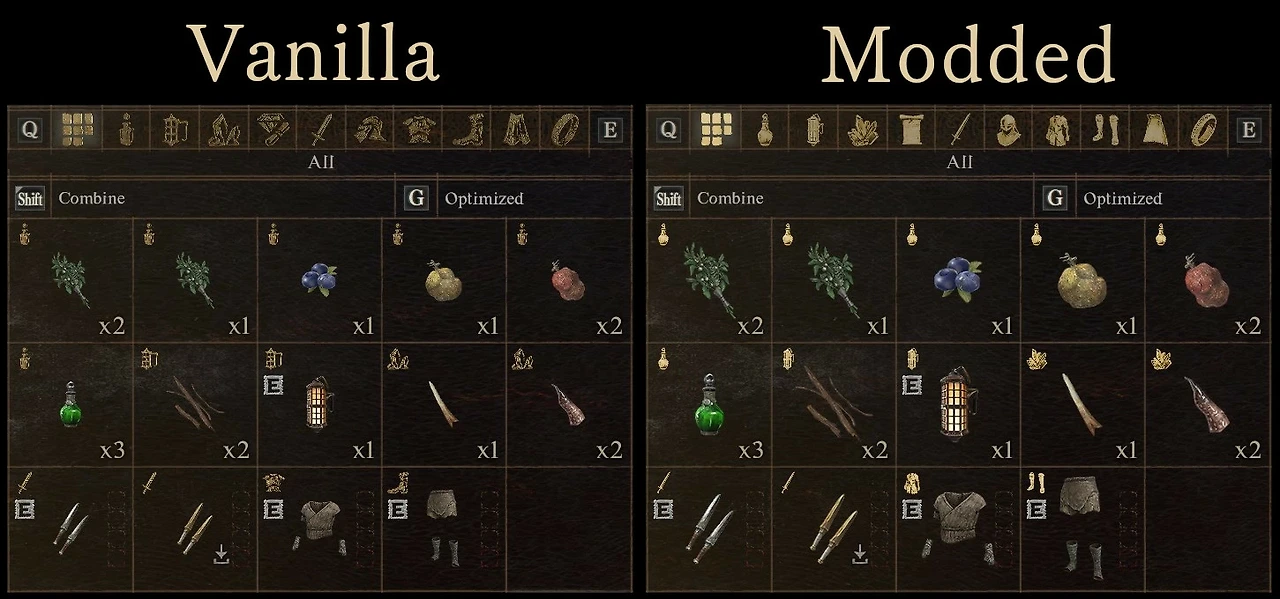 드래곤즈 도그마2 Better UI Inventory 인벤토리 가독성 개선 모드