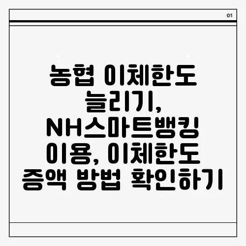 농협 이체한도 늘리기, NH스마트뱅킹 이용, 이체한도 증액 방법 확인하기
