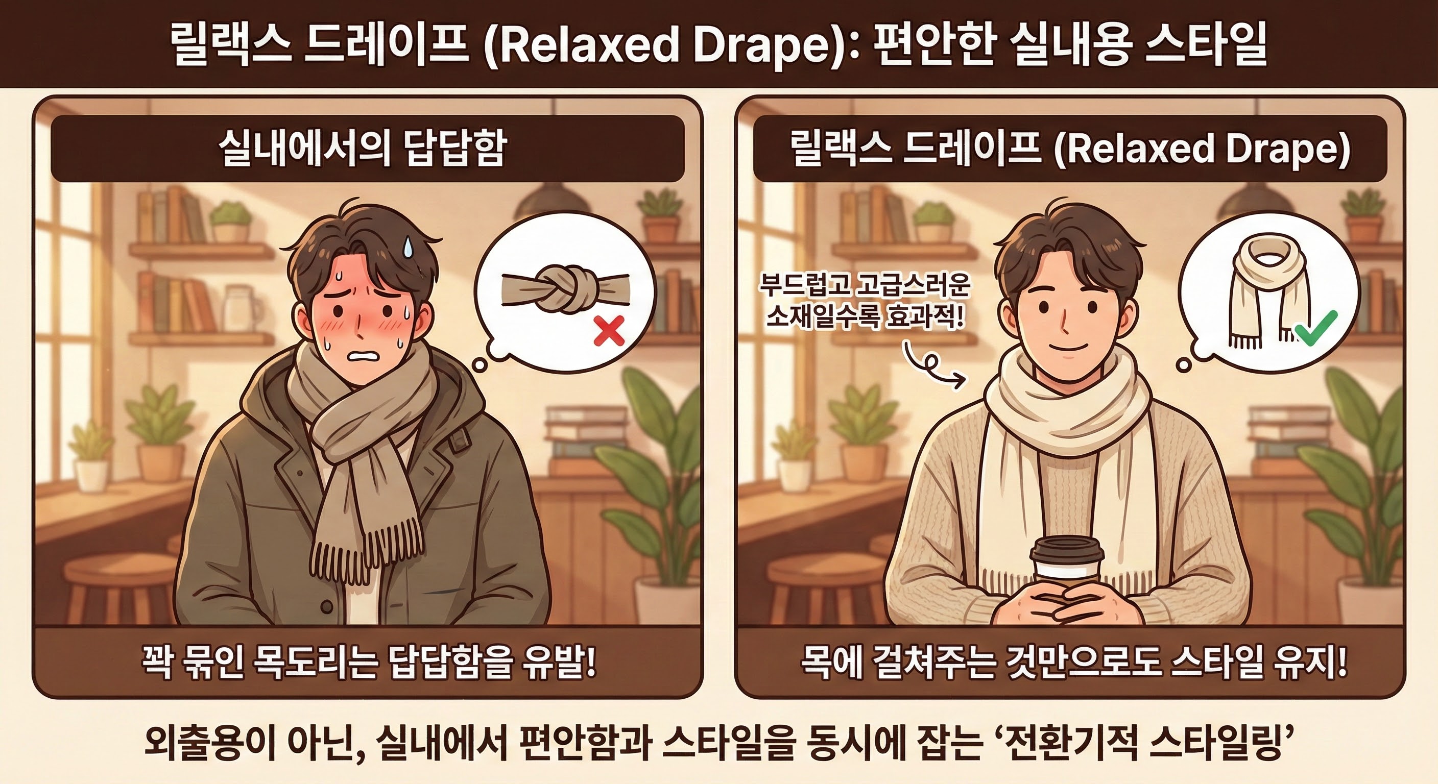 릴랙스 드레이프 (Relaxed Drape) &ndash; 실내용 스타일