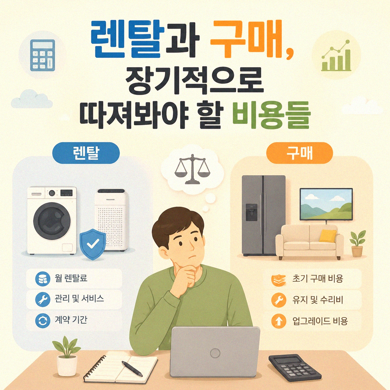 물건, 렌탈 vs 구매 오래 쓰면 뭐가 더 나을까