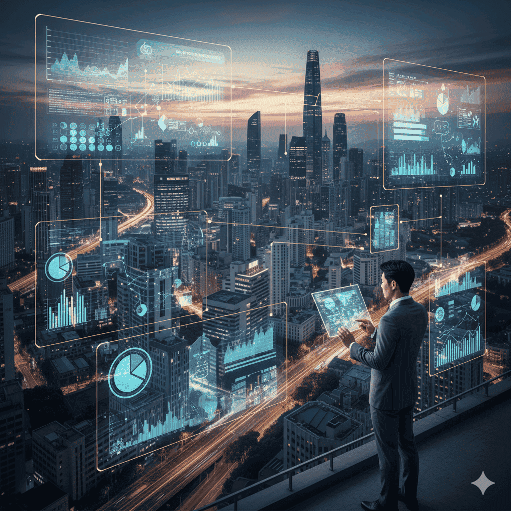 현대적인 한국형 스마트 시티 조감도