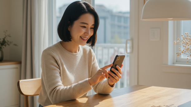  민생회복지원금 2차 신청하는 여성 사진 