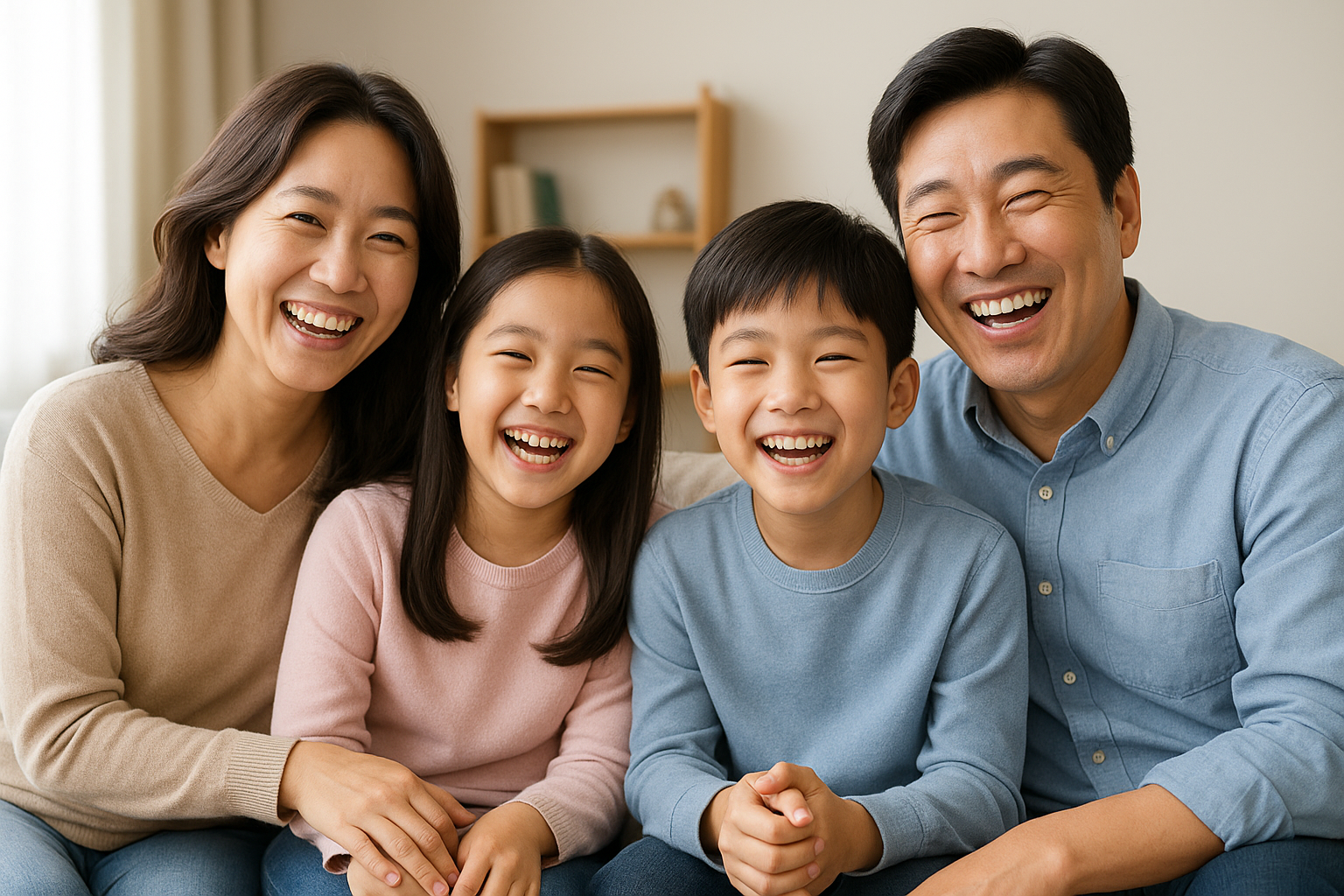 웃고있는 가족사진