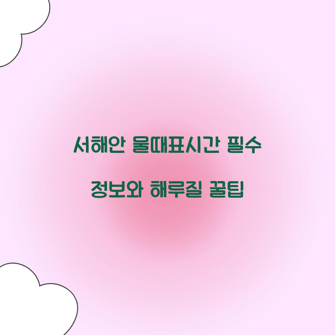 서해안 물때표시간