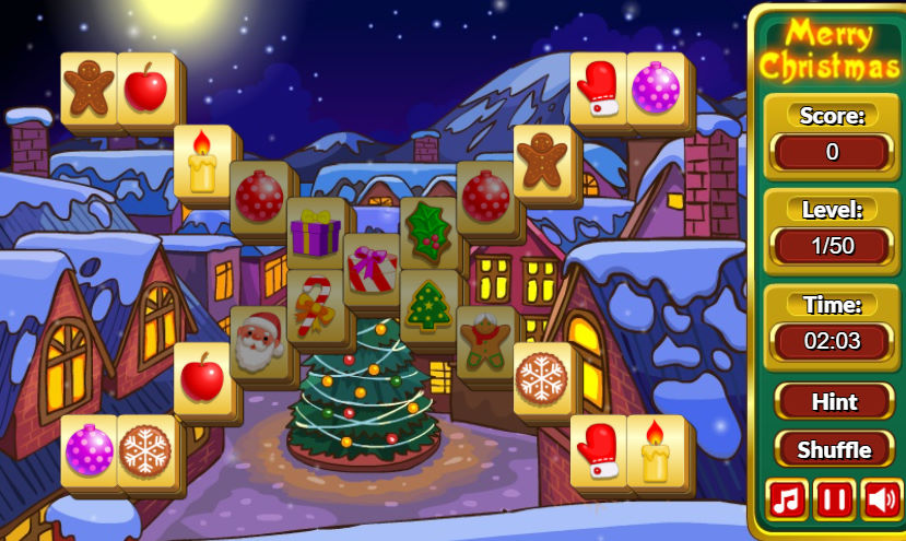 크리스마스 마작 게임 플레이화면