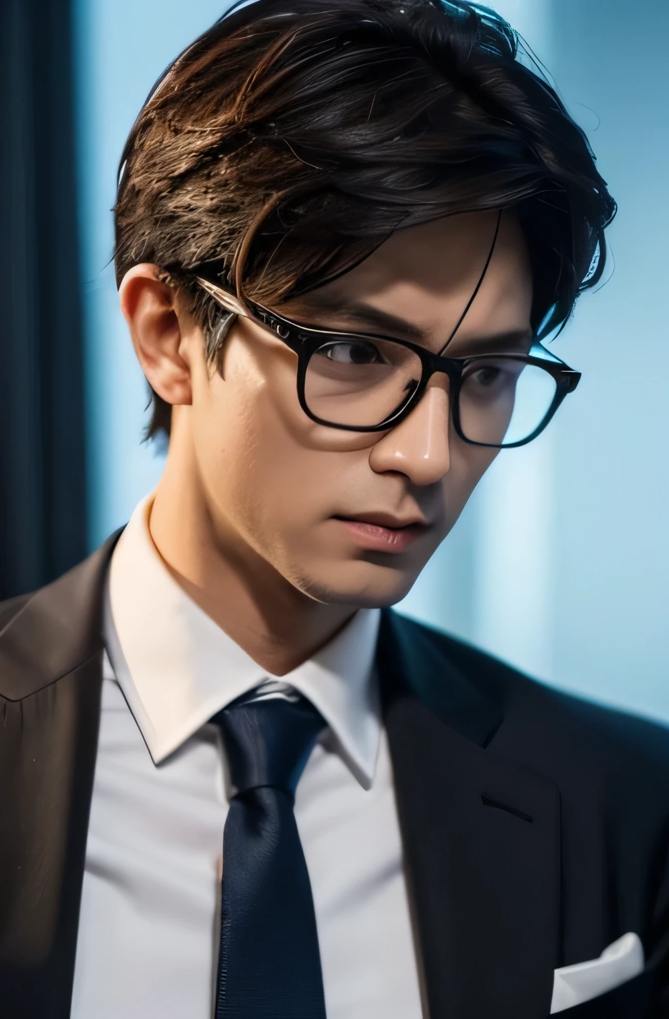 뿔테 안경, 검은 정장의 남성 : horn-rimmed glasses, black suit man 5
