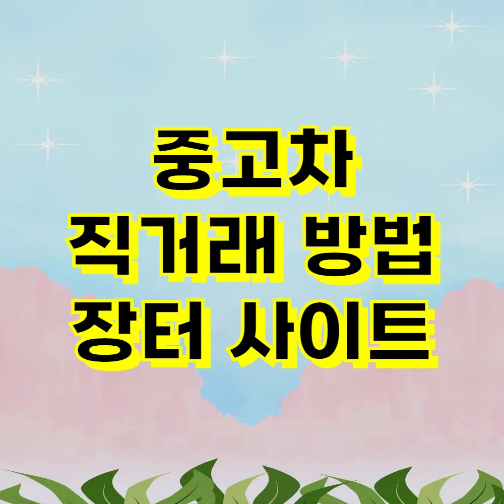 중고차 직거래 방법 장터 사이트