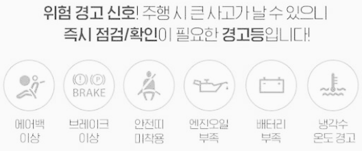 차량 경고등 종류: 빨간색