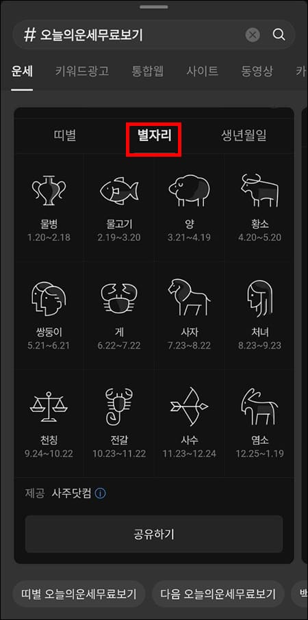 별자리 운세 보기