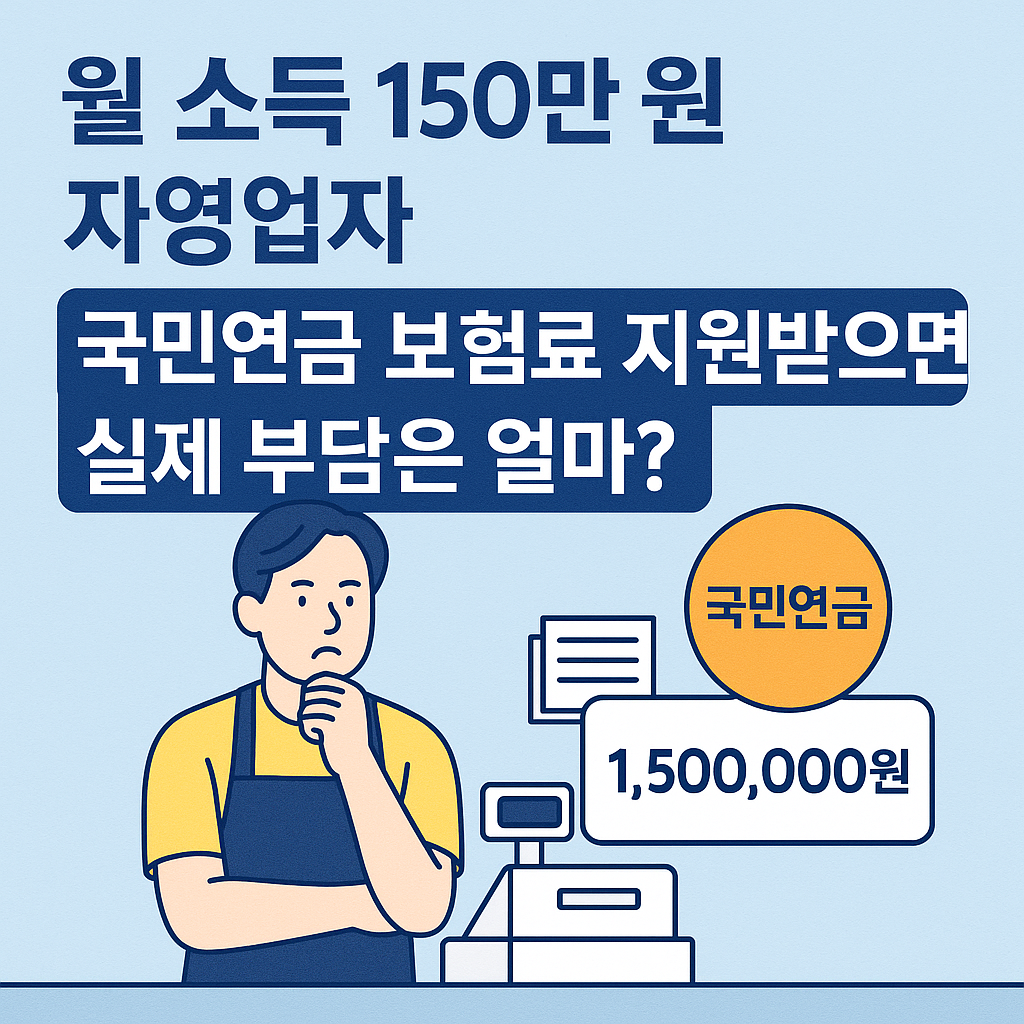 월 소득 150만 원 자영업자, 국민연금 보험료 지원받으면 실제 부담은 얼마?