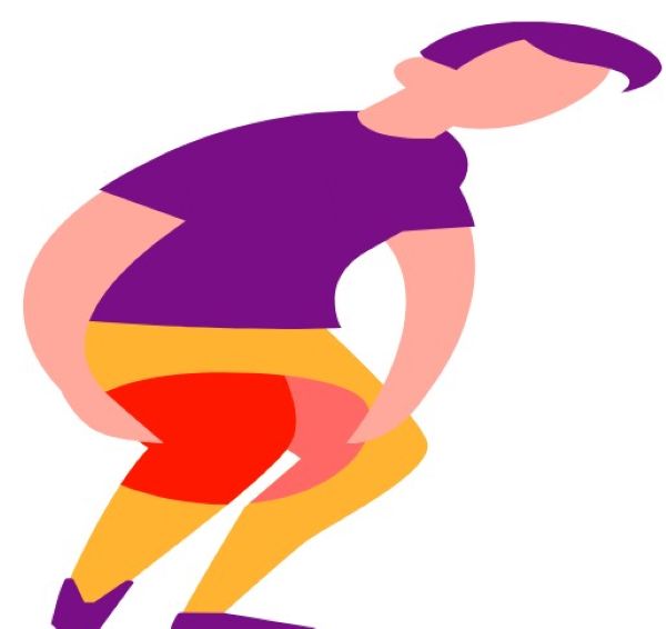 무릎을 아파하는 듯한 일러스트