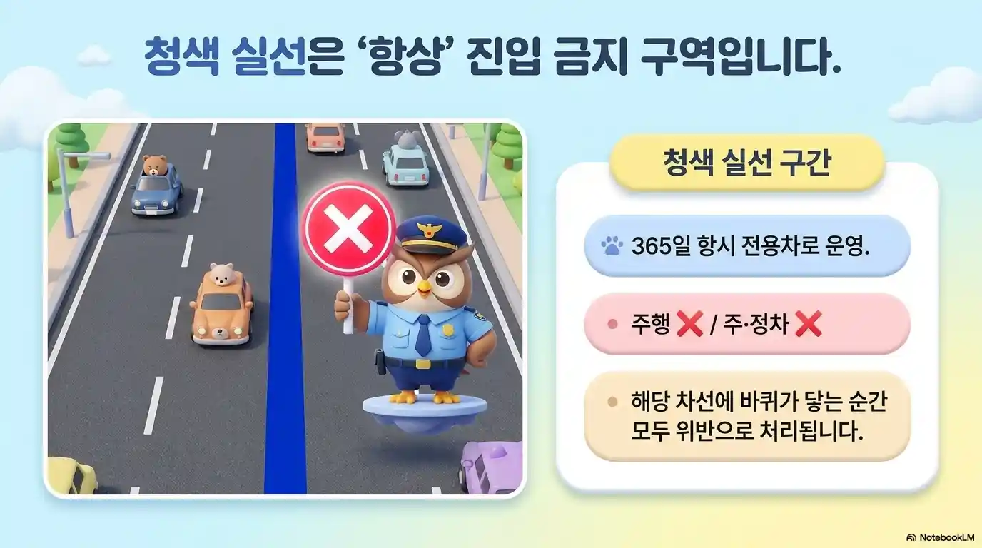 버스전용차로 청색 실선