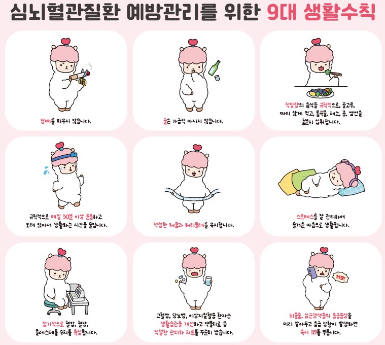 심뇌혈관 질환 예방관리를 위한 9대 생활 수칙