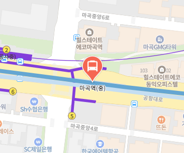 마곡역.LG싸이언스파크에서 인천공항 리무진 공항버스(6003번) 지도 위치
