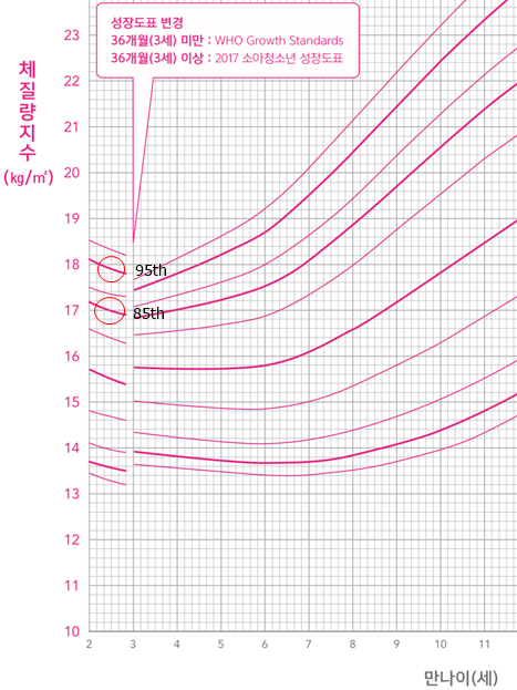 만나이별 체질량지수 백분위