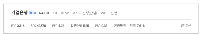 기업은행 주가 전망 2025 배당금