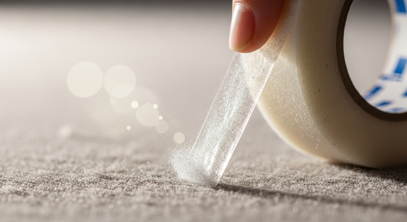  테이프의 접착면을 보풀이 있는 부분에 대고 꾹꾹 누른다 2