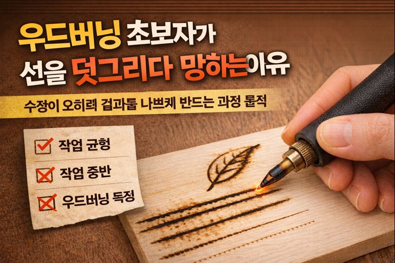 우드버닝 초보자가 선을 덧그리다 망하는 이유