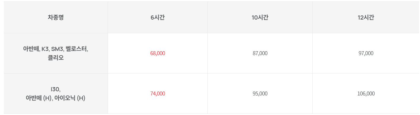 렌터카 비용 및 장기대여