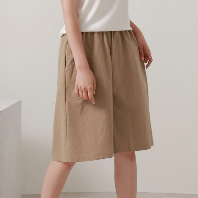 코튼면 6부 반바지 와이드 팬츠 통반바지 치마바지