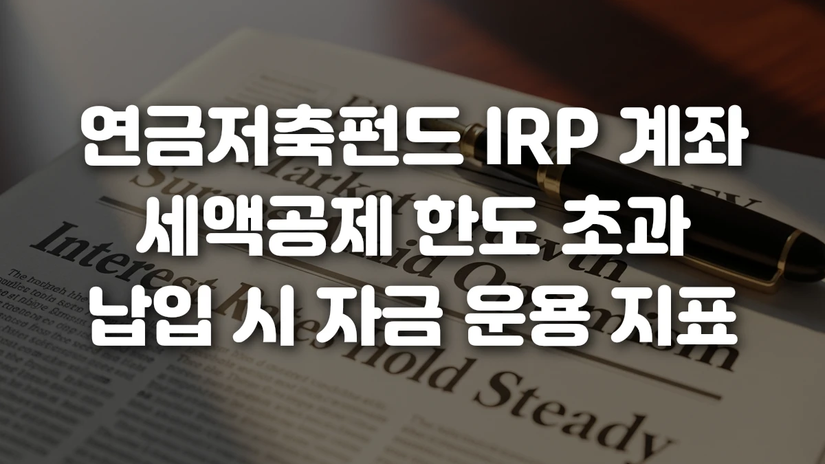 연금저축펀드 IRP 계좌 세액공제 한도 초과 납입 시 자금 운용 지표