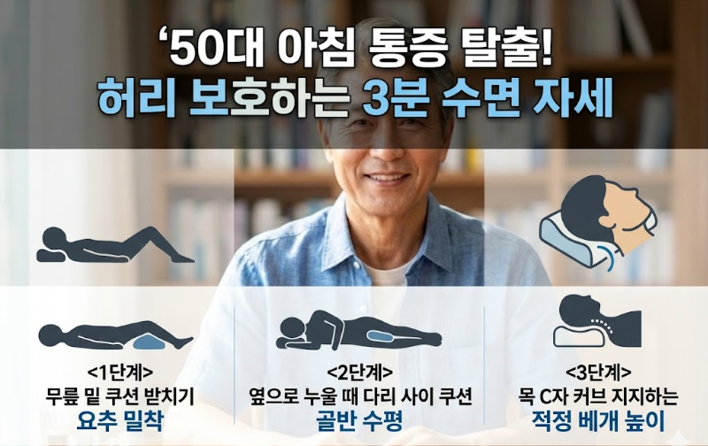 50대 허리 통증 멈추는 기적의 수면 자세와 맞춤 베개 고르는 법