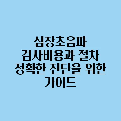 심장초음파 검사비용과 절차 정확한 진단을 위한 가이드