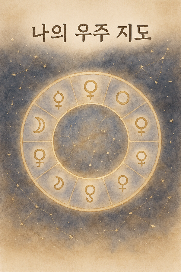 “출생 차트와 점성술을 이해하기 위한 감성 수채화 일러스트”