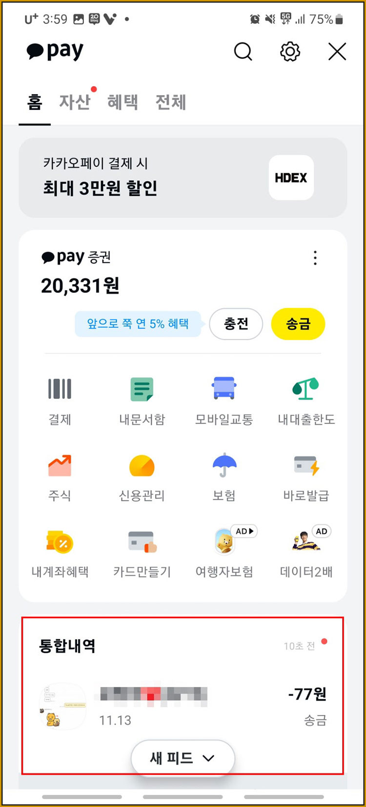 카카오페이 송금 취소