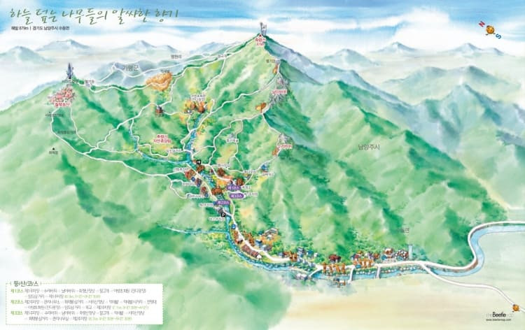 축령산 등산코스 안내 및 지도