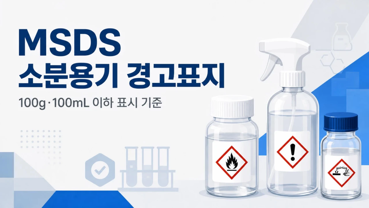 MSDS 소분용기 경고표지 100g 100mL 이하 표시 기준