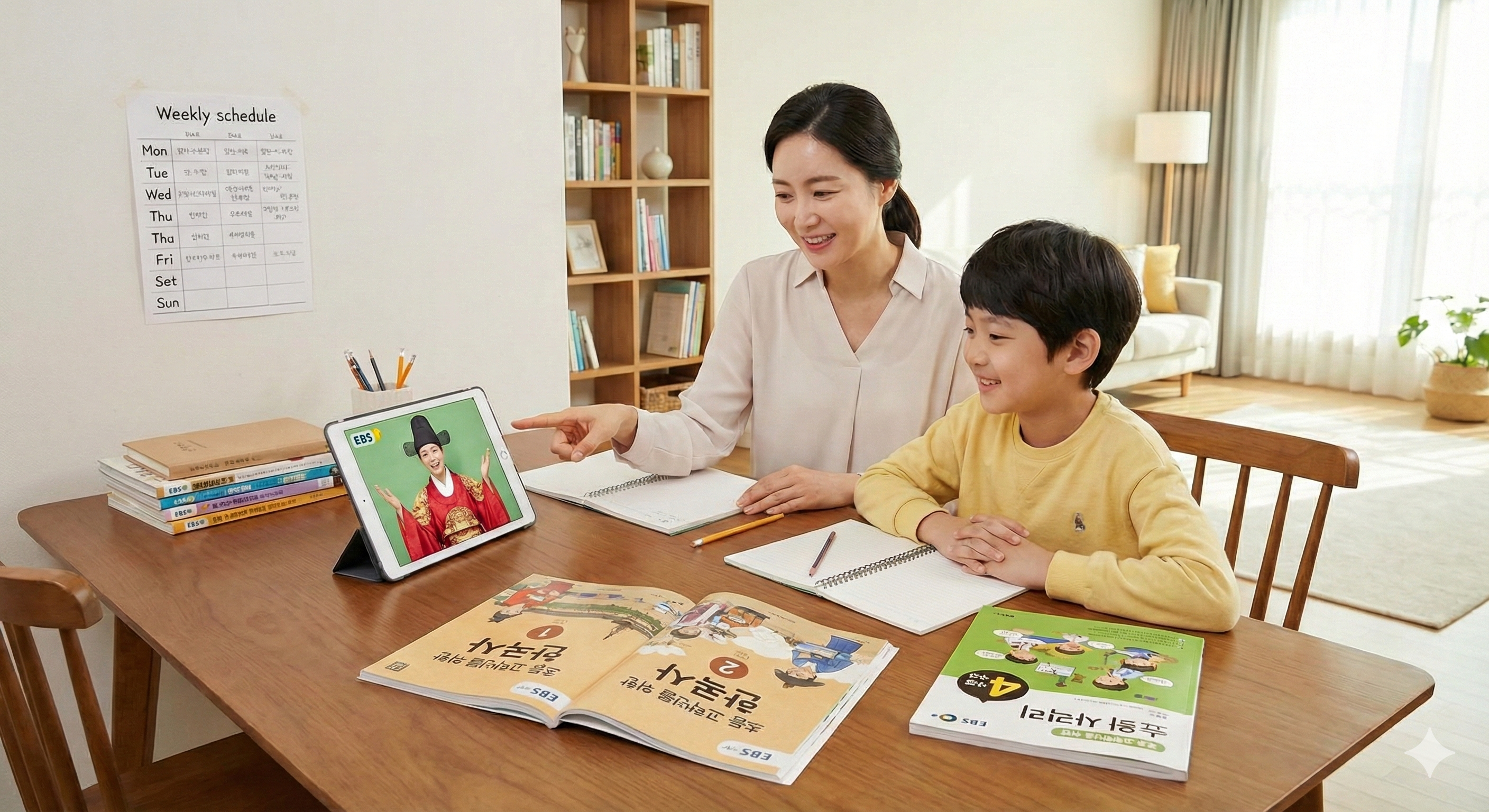 학원 대신 EBS 교육 프로그램을 수강 하는 모습