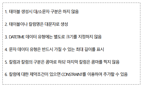 DDL : CREATE TABLE 생성 예시