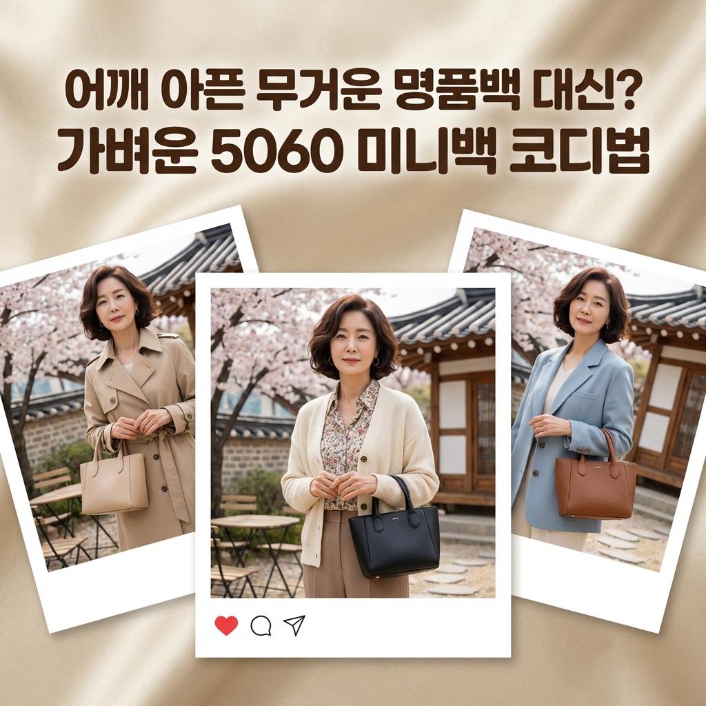 50대 60대 명품 가방 무거울 때? 가볍고 미니멀한 봄맞이 가죽 미니 토트백 코디