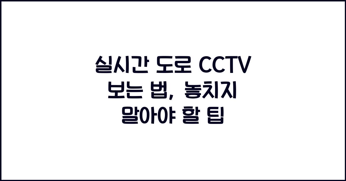 실시간 도로 cctv 보는 법