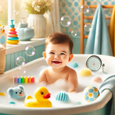 아기가-욕조-안에서-방긋-웃고-있는-그림