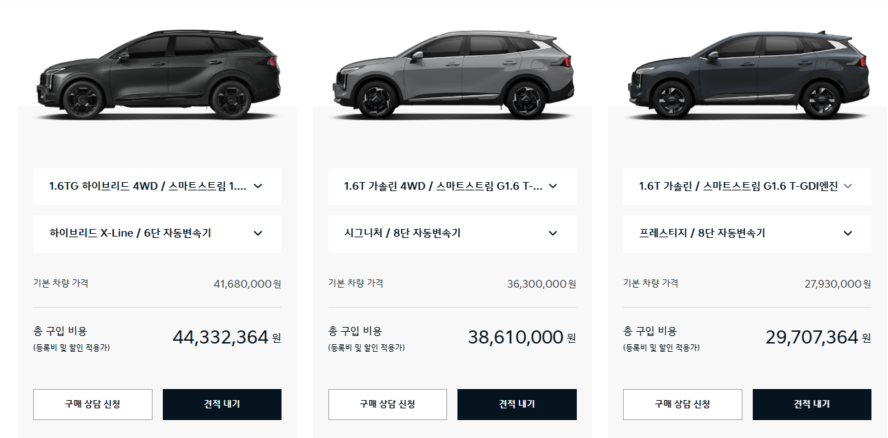 스포티지-가격표