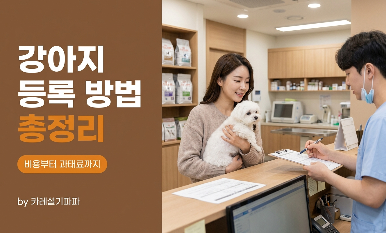 동물병원에서 강아지 등록 절차 안내받는 여성