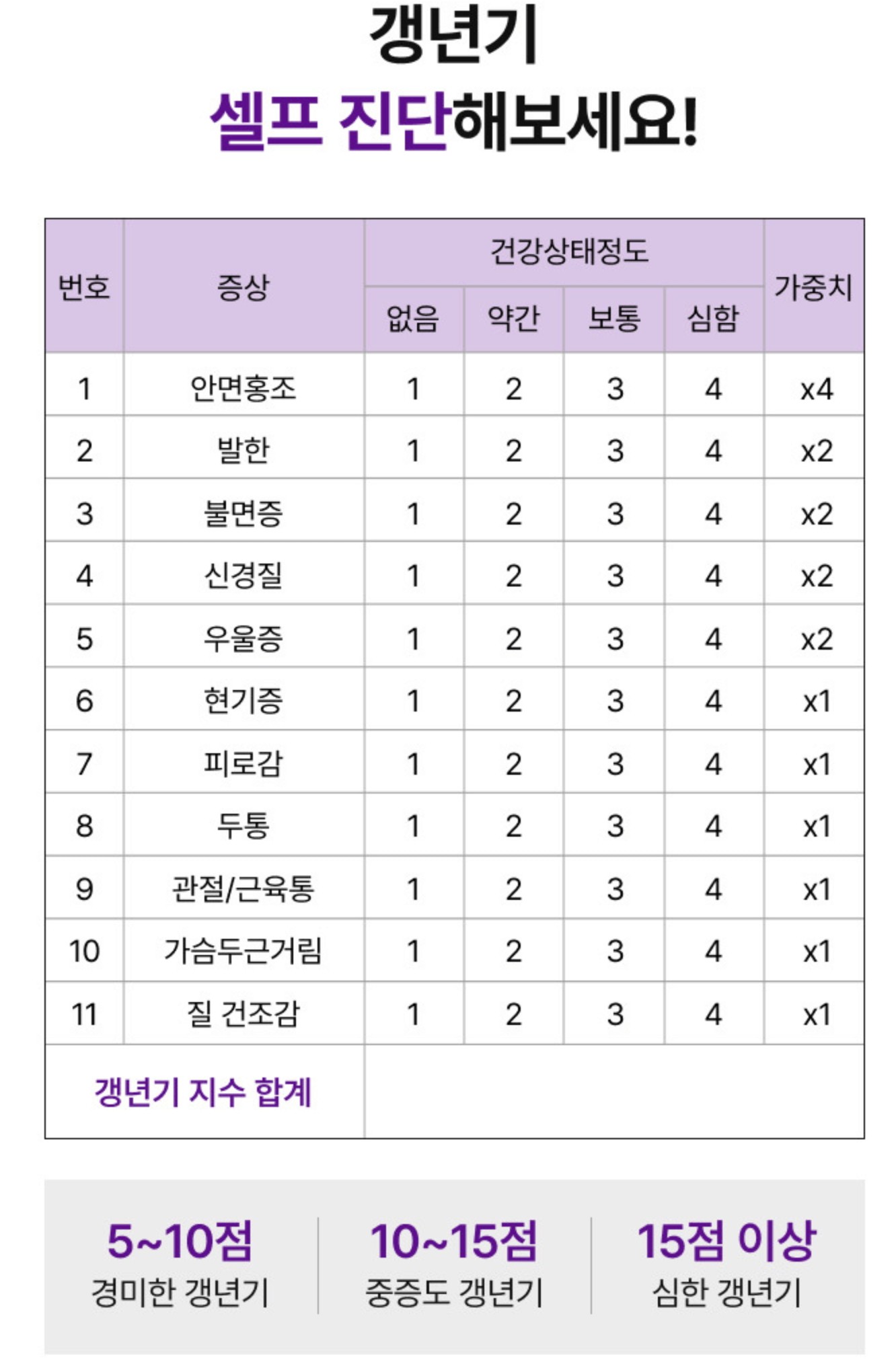 갱년기 점수