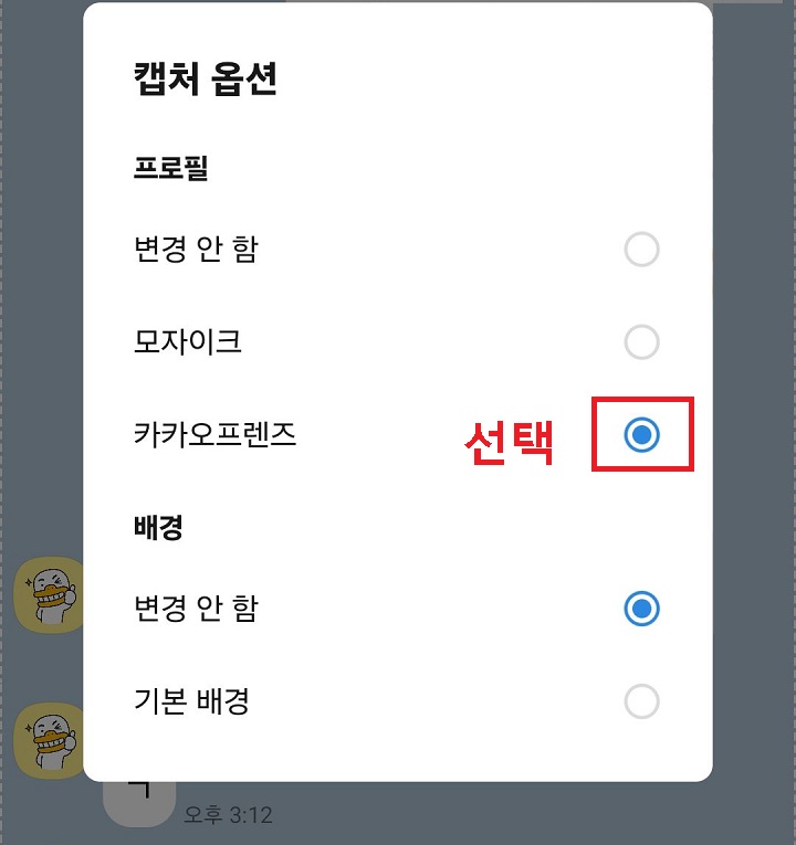 카카오프렌즈 선택함