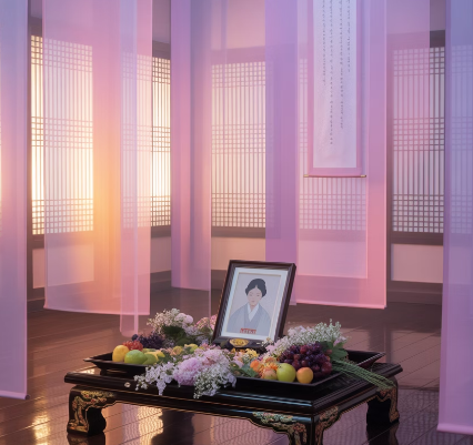 Korean funeral etiquette guide showing proper condolence procedures and respectful atmosphere
