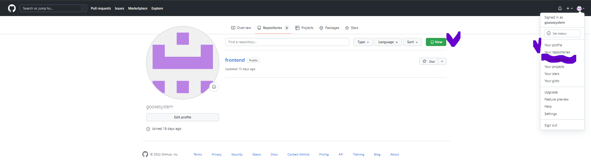 리파지토리 만들기 가는 방법