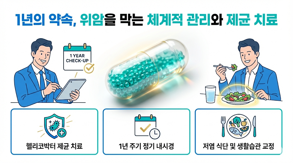 위암을 막는 체계적 관리와 제균 치료 인포그래픽