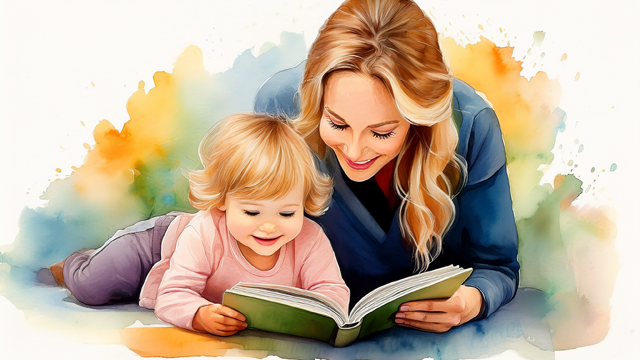 엄마와 아이가 집에서 책을 읽고 있는 그림