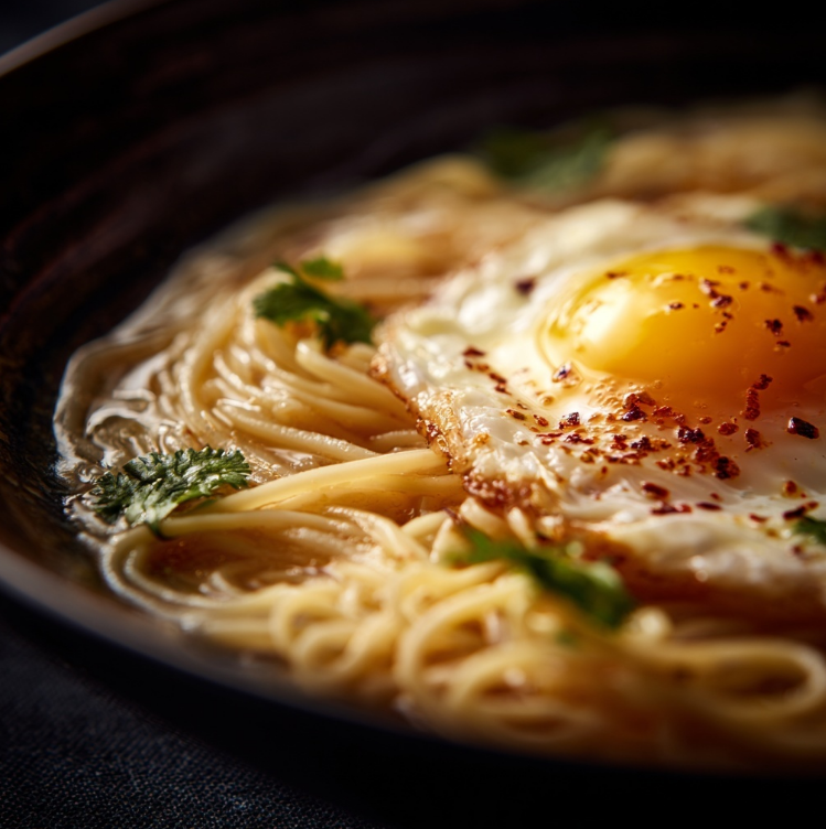 라면 위에 계란 노른자